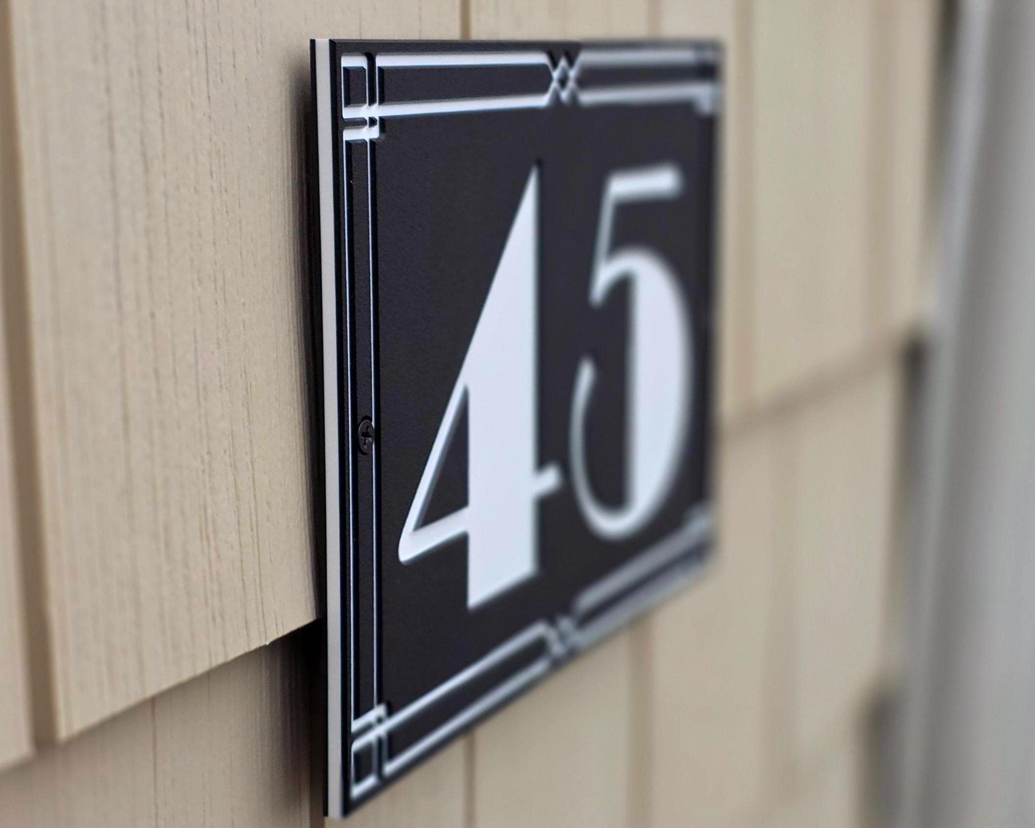 Art Deco Engraved House Number Sign, Custom Horizontal Address Plaque ...
