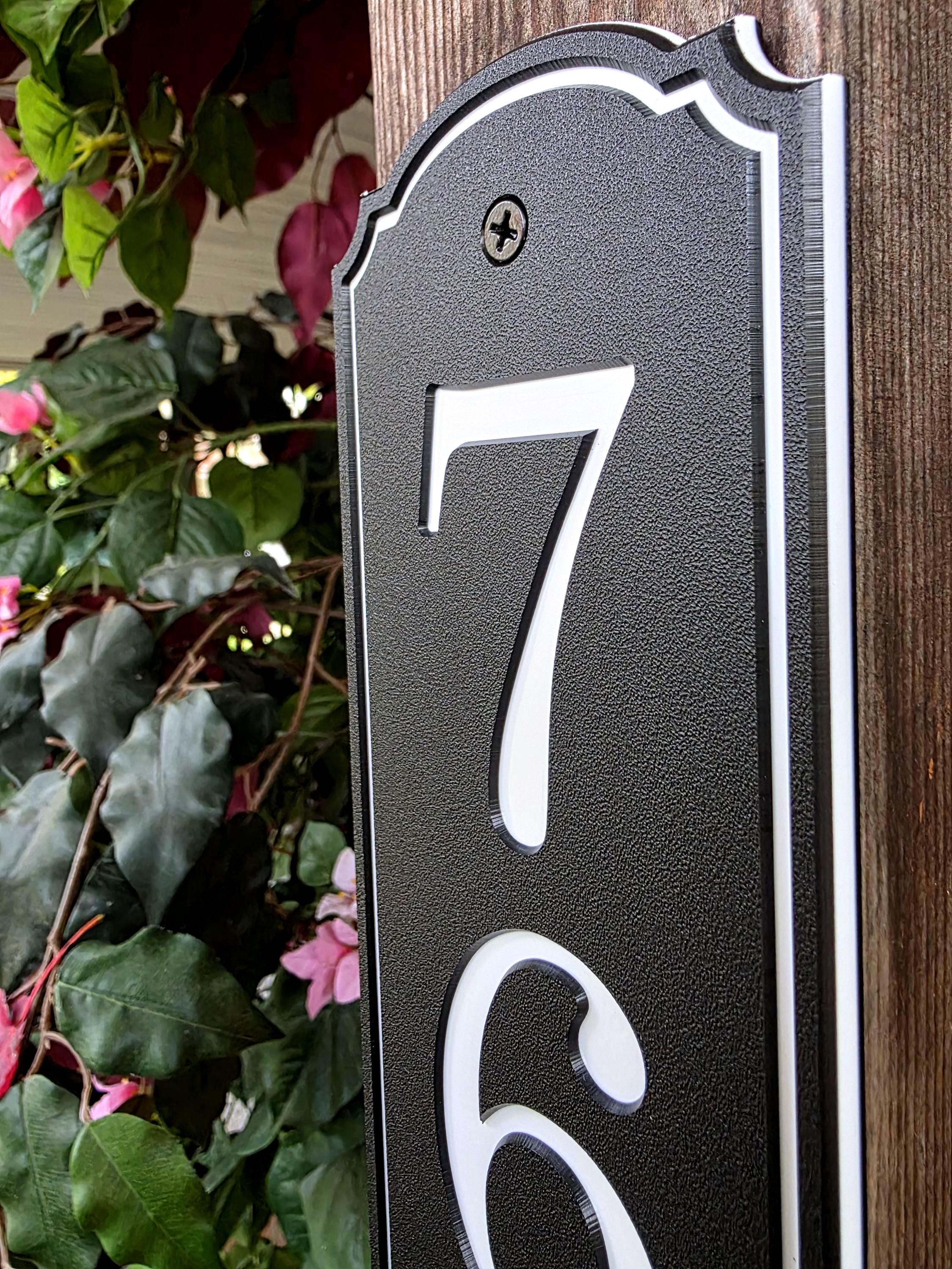 Classic Engraved Mailbox Number Sign, Premium Custom Vertical Plaque ...