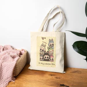 Personalized Labubu Tote Bag - Cute Labubu Back to School Gift for Labubu Lovers Aesthetic Anime Canvas Bag with Multiple Designs