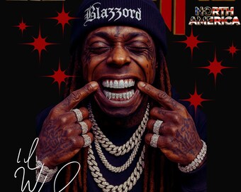 Lil Wayne Nort America PNG File, Lil Wayne Nort America Digital File, PNG Ready Print to T-Shirt