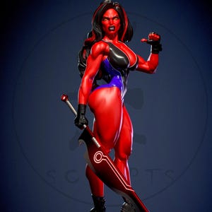 She Hulk ( Red ) - STL Model for Resin Printer Figure 3D Printing - High Quality Diorama