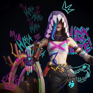 Jinx From Arcane - STL Model for Resin Printer Figure 3D Printing - High Quality Diorama