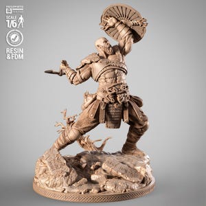 Kratos From God Of War - STL Model for Resin Printer Figure 3D Printing - High Quality Diorama