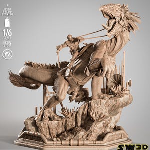 Obi Wan and Boga From Star Wars - STL Model for Resin Printer Figure 3D Printing - High Quality Diorama
