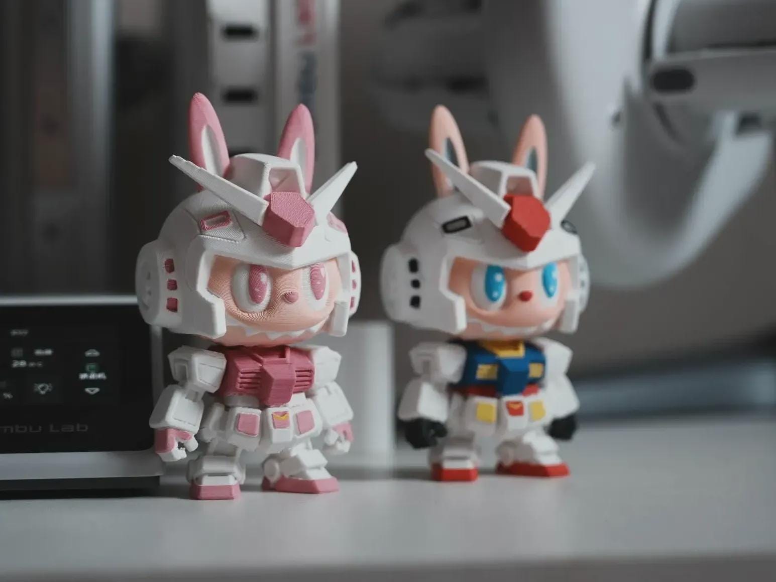 Gundam Labubu - STL Model for Resin Printer Figure 3D Printing - High Quality Diorama