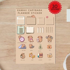 Capybara Planner Stickers | Cute Capybara Stationery | Digital & Printable Stickers
