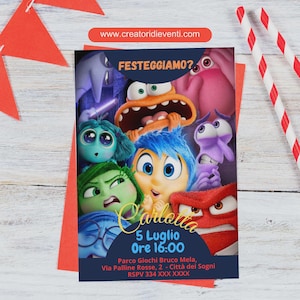 INSIDE OUT 2 - Invito di compleanno per festa a tema, digitale e stampabile!