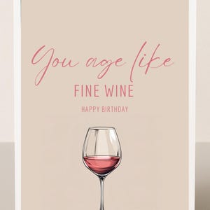 Funny Birthday Card | “You Age Like Fine Wine” | Sarcastic Wine Card for Her or Him