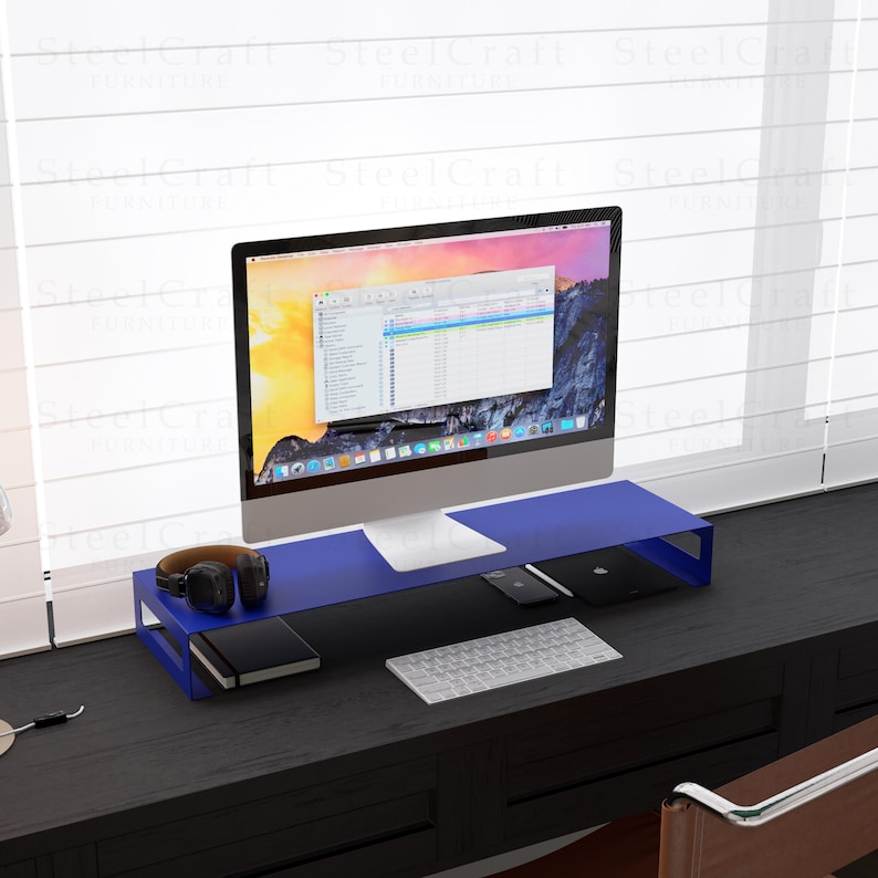 Ergonomic Steel Monitor Stand: Desk Organizer With Storage - Etsy