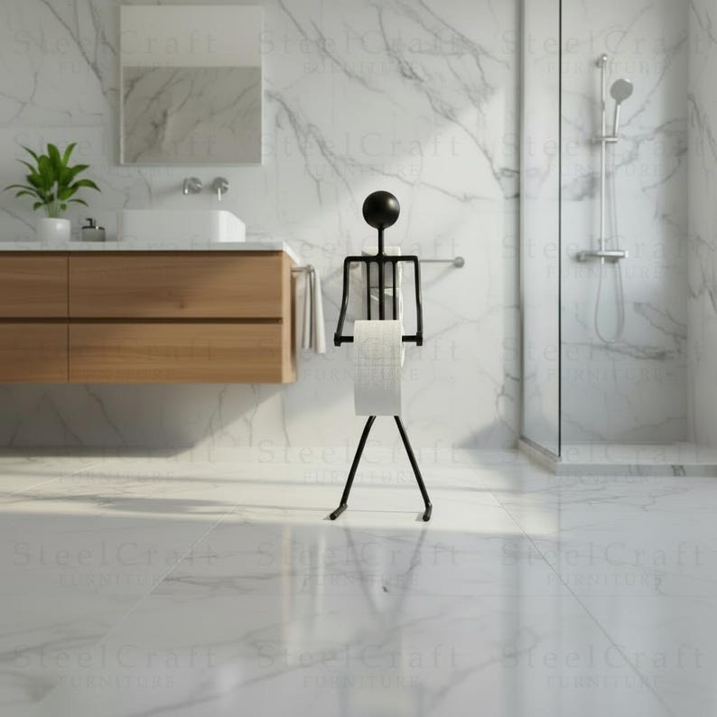 toilet paper holder,
tp holder stand,
bathroom decor,
metal home art,
funny bathroom,
modern bathroom,
christmas gift,
toilet roll stand,
black metal decor,
unique tp holder,
home and living,
ergonomic design,
decor ideas,