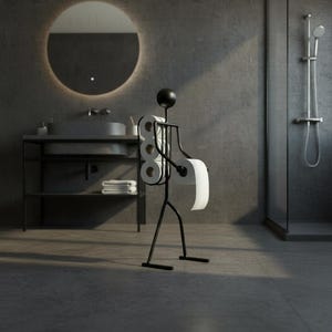 toilet paper holder,
tp holder stand,
bathroom decor,
metal home art,
funny bathroom,
modern bathroom,
christmas gift,
toilet roll stand,
black metal decor,
unique tp holder,
home and living,
ergonomic design,
decor ideas,