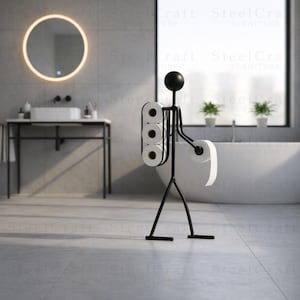 toilet paper holder,
tp holder stand,
bathroom decor,
metal home art,
funny bathroom,
modern bathroom,
christmas gift,
toilet roll stand,
black metal decor,
unique tp holder,
home and living,
ergonomic design,
decor ideas,