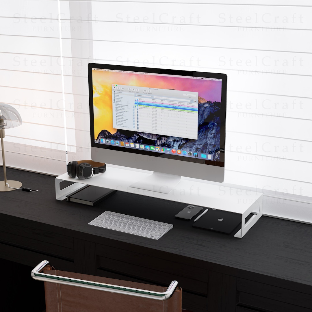 Ergonomic Steel Monitor Stand: Desk Organizer With Storage - Etsy