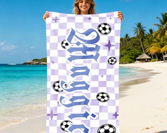 Custom College Beach Towel, Sport Team Custom Name Beach Towel, Personalized Graduation Gifts, University Club City Pool Bath Towel Gift