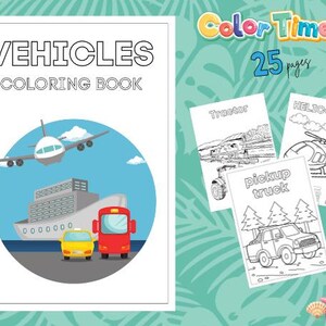 Vehicle Coloring Pages for Kids Printable, Toddler Activity, Cute Coloring Book, Preschool Coloring, Cars Coloring Pages, Printable PDF