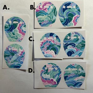 Kanso 2 Cochlear Processor Skins- Set of 2- Wave Print purple, pink and blue