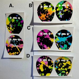 Kanso 2 Cochlear Processor Skins- Set of 2- Neon Paint Splatters on Black