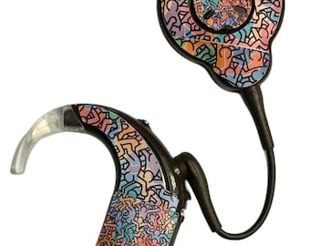 Keith Haring Pastel People Cochlear Implant Skins: Nucleus 8 Stickers