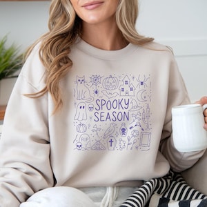 Spooky Season T-Shirt PNG Instant Download Design Spooky Halloween Clipart Hand Drawn Doodle Halloween Shirt Sublimation PNG 300 DPI Spooky