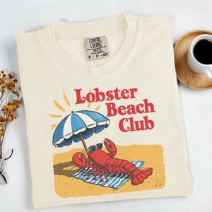 Lobster Beach Club Clipart PNG Summer Shirt Design POD Lobster Sublimation Clipart Instant Download Summer Beach Club T-Shirt PNG Art