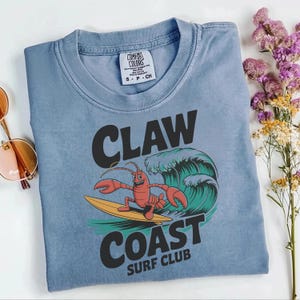 Claw Coast Surf Club Clipart T-shirt Design PNG Lobster Theme Summer Vibes Sublimation Design PNG Shirt POD Clipart Lobster Vintage Shirt