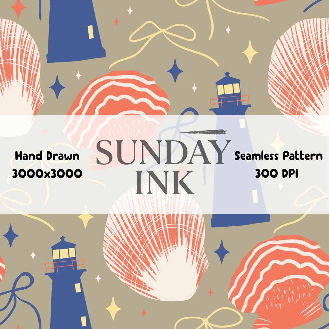 Coastal Seamless Pattern PNG Coastal Coquette Digital Paper Repeating ...
