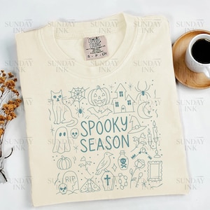Spooky Season Clipart Instant Download PNG 300 DPI Halloween T-Shirt Design Spooky Gothic Shirt Design hand Drawn Halloween PNG Clipart