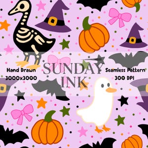 Halloween Seamless Pattern Design Instant Download PNG Goose Halloween Spooky Pattern Digital PNG Seamless Pattern Design Halloween Purple