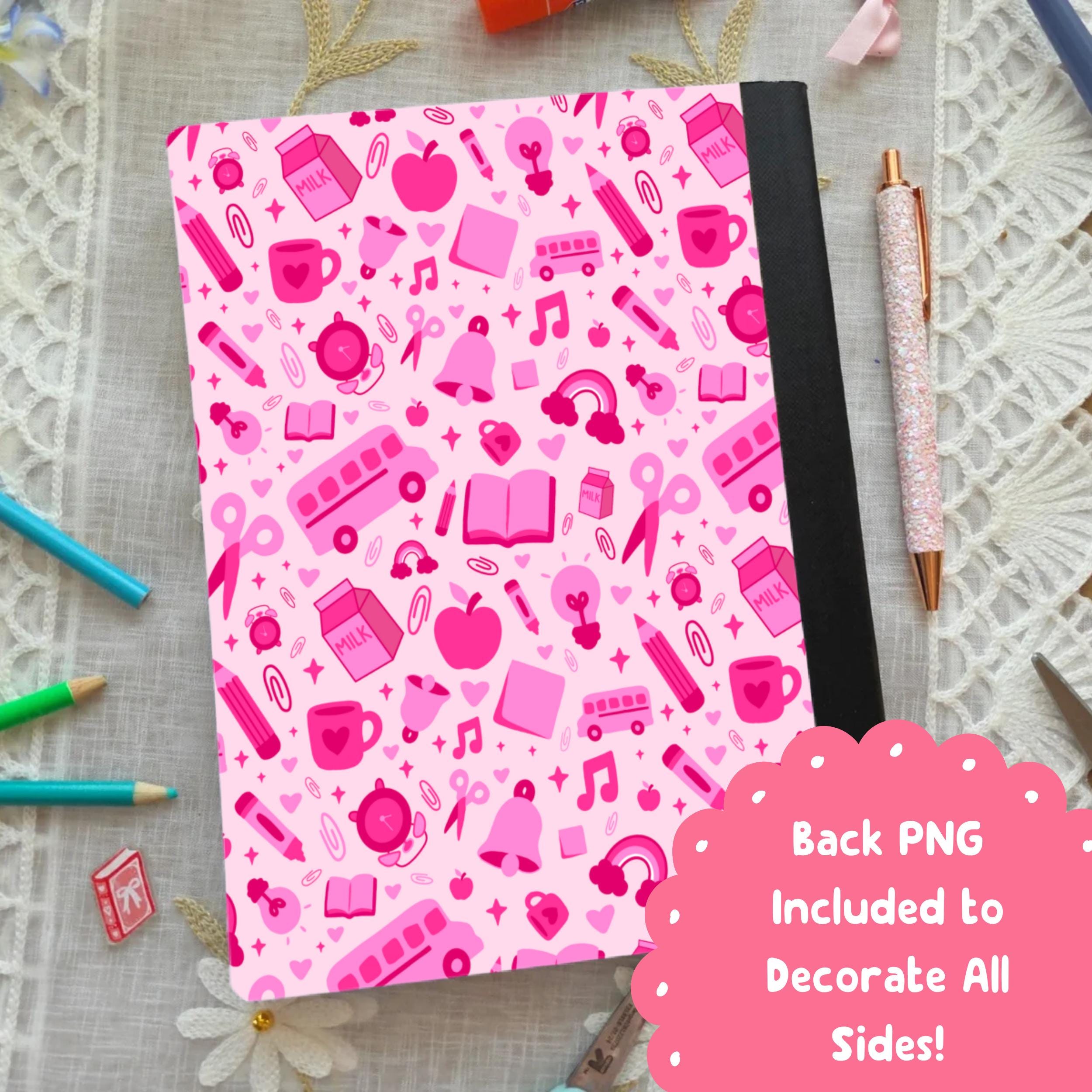 Pink Compisition Notebook Pink Printable Composition Notebook Cover PNG School Notebook ...