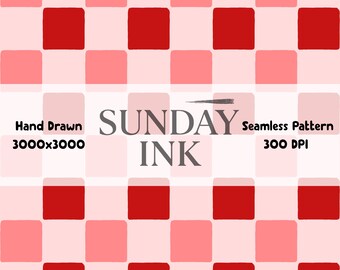 Valentine Checkered Seamless Pattern Instant Download Digital Paper Checkered Valentines Repeating Pattern Pink Red Sweet Checkered