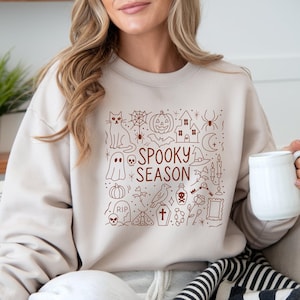 Spooky Season T-Shirt PNG Design Halloween Digital Instant Download Spooky Sublimation Halloween Doodle Hand Drawn Trendy Clipart 300 DPI