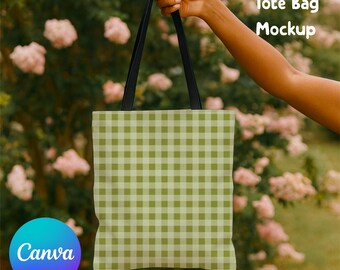 Tote Bag Mockup Floral Outdoors Canva Frame Mockup Instant Download Tote Bag Mockup All over Print AOP POD Friendly Mockup Tote Bag PNG