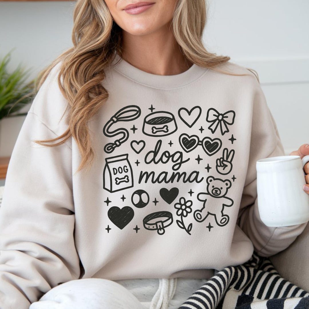 Dog Mama Doodle PNG Clipart T-shirt Design Png Sublimation Instant ...