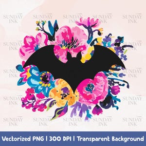 Preppy Halloween Clipart Instant Download Bat Halloween PNG Design Preppy Halloween Sublimation Clipart Bat Preppy Floral Design 300 DPI
