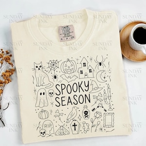Spooky Season T-Shirt PNG Design Halloween Digital Instant Download Spooky Sublimation Halloween Doodle Hand Drawn Trendy Clipart 300 DPI