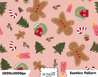 Christmas Cookie Seamless Pattern PNG Instant Download Repeating Pattern Christmas Digital Holiday Junk Journal Scrapbook