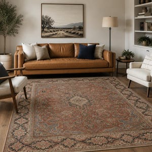 Antique Rose Pattern Rug, Retro Bedroom Area Carpet