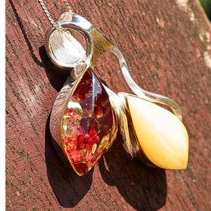 Shiny Red Amber And Butterscotch Pendant Natural Baltic Amber Gold Plated And Silver Genuine Amber Jewellery Amber Stone Gift for her.