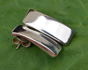 Sterling Silver Rectangular Stud Earrings Minimalist Elegant Everyday Jewellery Gift
