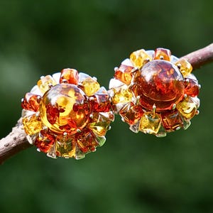 Boucles D'oreilles Vintage Pierres Ambre – Bijou Fantaisie élégant Et Unique