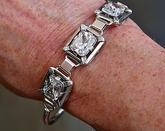 Sterling Silver Cubic Zirconia Bracelet Elegant Sparkling Tennis Style Jewellery Gift for Her