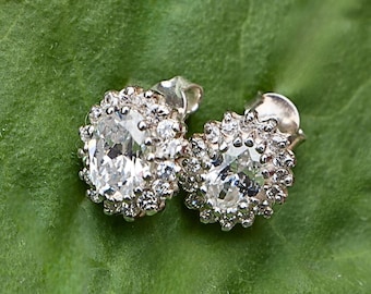 Sterling Silver Cubic Zirconia Stud Earrings Elegant Sparkle Sleek Design Everyday Jewellery Gift