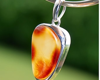 Butterscotch & Honey Baltic Amber Pendant in Sterling Silver – Light Handmade Jewellery