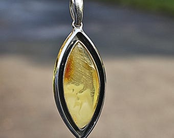 Baltic Amber Pendant Butterscotch Honey Amber Sterling Silver Modern Artisan Jewellery