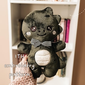 ITH Dinosaur Embroidery Pattern, Easy Single Hoop Plushie Design, 4 Sizes + Instructions