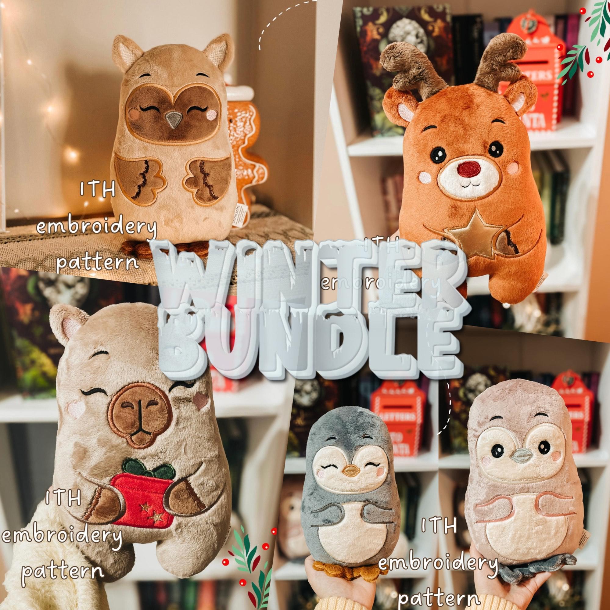 ITH Winter Plushie Bundle &ndash; Owl, Capybara, Reindeer & Penguin (PDF Instructions, Beginner 