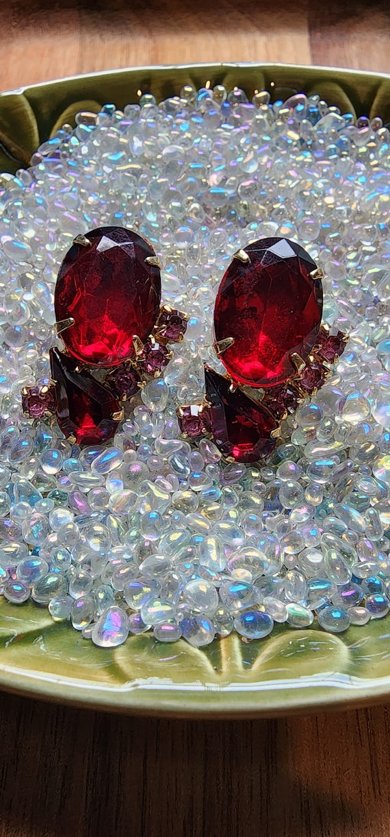 Vintage red and pink rhinestones