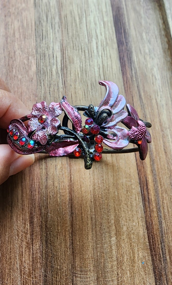 Vintage butterfly garden clamp bracelet