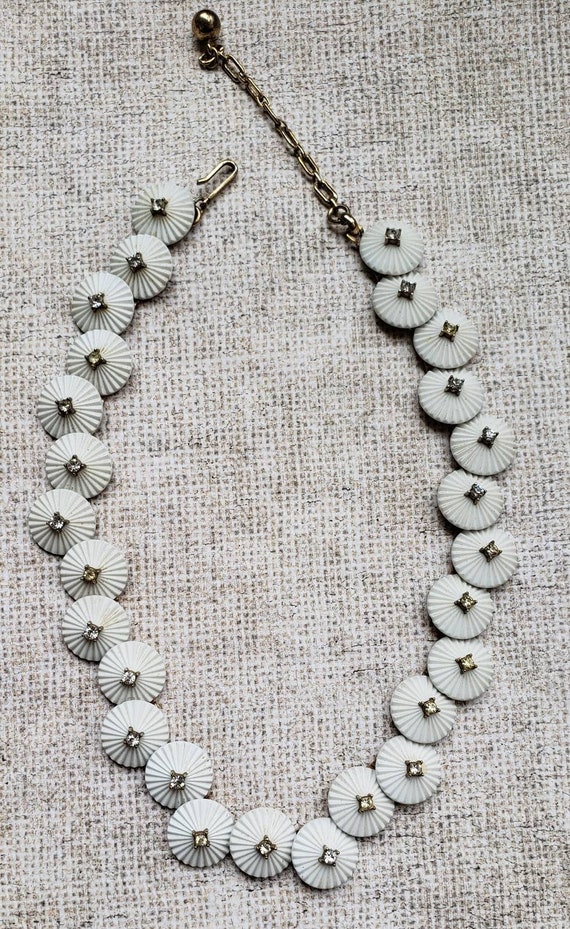 Trifari white disks necklace