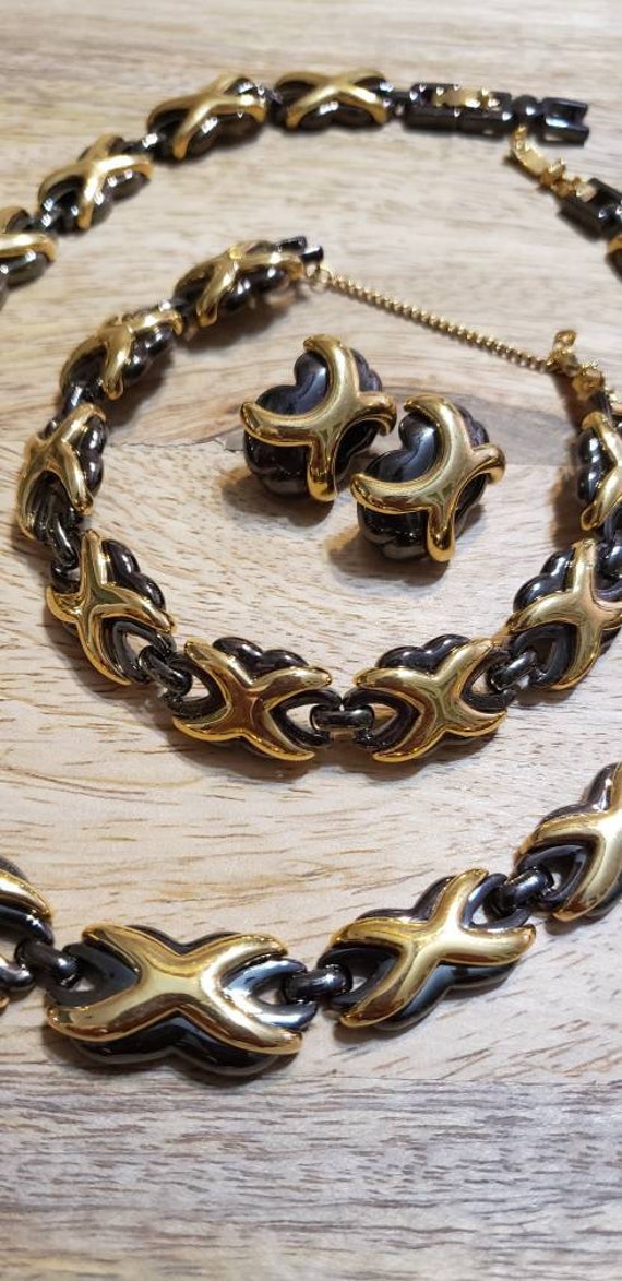 Vintage Monet black and gold tone jewelry